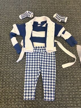 Janie N Jack Nautical Outfit Set Sweater Shorts & Socks Toddler Girls